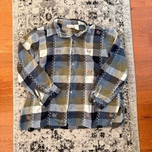 Vintage Granny Core Floral Embroidered Flannel Style Shirt - Women’s Size M​